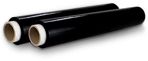 V1 Trade Film Noir Emballage Noir - 2 Rouleaux Film Palette 50cm x 285m - Plastique Protection pour Colis et Meubles