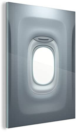 MuchoWow Glasbild Glasfoto Wandbild Bilder Deko 30x40 cm Fenster des Flugzeugs