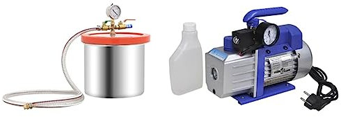 vidaXL Vakuumkammer mit Einstufiger Pumpe 7,4 L, Entgasungskammer, Vakuumiergerät, Vakuumpumpe, Vakuum Pumpe Kammer Set, Vakuum Pumpe, Vakuumkammer