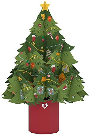 Lovepop® Weihnachtsbaum 3D-Pop-Up- Blumenstrauß – inklusive Grußkarte mit Umschlag, handgemachte Pop-Up Weihnachtskarte
