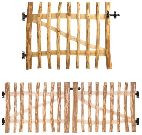 BooGardi Kit per cancello da giardino, in legno, 168 misure fino a 3 m, larghezza 120 cm, altezza 60 cm, distanza tra i listelli 7-9 cm, cancello a battente, porta da giardino