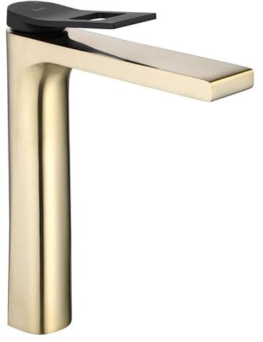 Rea Waschtischarmatur SOUL GOLD MAT BLACK HAUT Wasserhahn Bad Badarmatur aus Messing Armatur für Waschbecken Badezimmer Mischbatterie Waschbecken Einhebel (Gold/Schwarz)