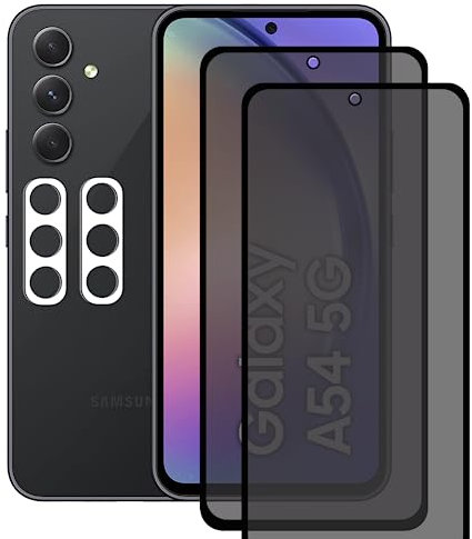 YISPIRIN 2+2 pièces Anti-Espion Protection écran Compatible avec Samsung Galaxy A54 5G, Protection Écran en Verre Trempé [Dureté 9H] et 2 pièces Caméra Arrière Double Protection
