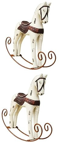 Garneck 2st Miniatur-schaukelpferd Vintage Figur Schaukelpferd Aus Holz Zum Basteln Schaukelstuhl Tierfigur Pferdeschaukel Schaukelpferd-skulptur Holzdekor Hölzern Kinderzimmer Bücherregal