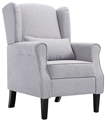 Homgoday Sessel Fernsehsessel Relaxsessel Loungesessel Fernsehsessel TV-Sessel Ruhesessel Einzelsofa Lesesessel Einzelsessel für Wohnzimmer Schlafzimmer Hellgrau Stoff