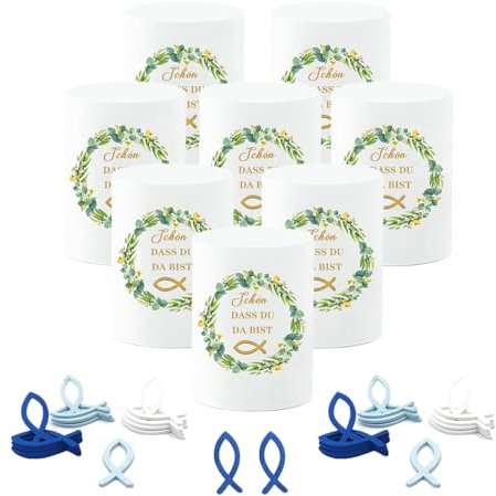 Taufe Deko,Windlicht Tischdeko,Kommunion Deko,Schön DASS Du Da Bist,Deko Taufe,Tischdeko Hochzeit,Deko Taufe Junge,Deko Taufe Mädchen,für Teelichter Oder Kerzen,LED-Kerzen (8 Stück)
