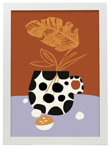 Nacnic Fancy Cup Design Blatt. In Verschiedene Blumen Poster. Ästhetische dekorative Gemälde für Ihr Wohnzimmer, Schlafzimmer, Zuhause Größen A3 mit weißen Rahmen