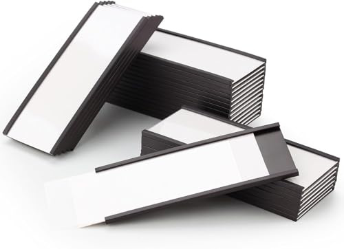LLPT Porte-étiquette Magnétique 26pcs 5CM x 10CM | Paquets de Canal C Film Protecteur Épais Amovible Sans Gâchis pour Étagères, Armoires, Tableaux Blancs, Boîtes à Outils