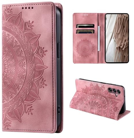 CoverKingz Handyhülle für Samsung Galaxy A25 5G - Handytasche mit Kartenfach Wallet Case Cover - Handy Hülle klappbar Motiv Mandala Rose
