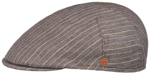 Mayser Sidney Paros Schirmmütze Flatcap gestreift Made in EU Herren Frühling Sommer braun S (54-55 cm)