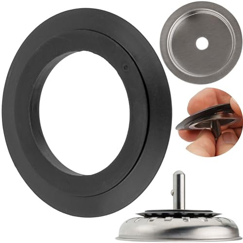 Ersatz Dichtung mit Unterbau für Siebkörbchen, 1 Set, Spüle Siebkorb Dichtring mit Ø 54,5 mm außen, Ø 32,8 mm innen, 4,8 mm Dicke, Ø 40 mm Unterteil, Zubehör Küchenspüle, Siebkorbdichtung Spülbecken