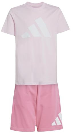 adidas Unisex - Bambini ESSENTIALS BIG LOGO T-SHIRT SET, clear pink/white, 15-16 Years