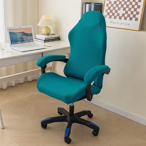 Highdi Funda para Silla Gaming Elasticas, Fundas para Sillas de Juego de Oficina con Reposabrazos Universa Lavable Removible Protector para Silla de Ordenado (Turquesa)