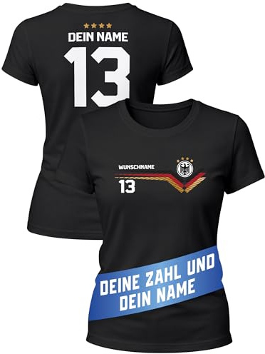 MoonWorks® EM Shirt Damen Deutschland Trikot Vorderseite Rückseite personalisiert mit Name Zahl Fußball Weltmeisterschaft 2026