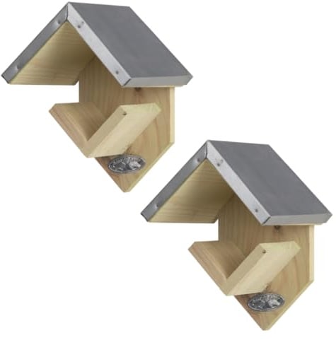 2er Set Vogelfutterhaus für Erdnussbutter-Futtergläser Wildvögel Gartenvögel Holz Erdnussbutterhaus