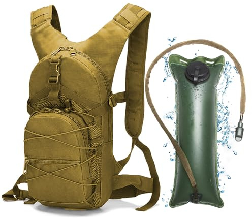 RAPIDSKY Taktischer Trinkrucksack mit 3L Trinkblase, Hände frei, Unise | neuartige Trinklösung, ohne sperrige Flaschen, zuverlässige Dichtung, für Wandern Radfahren Laufen Jagd, verstellbare Gurte