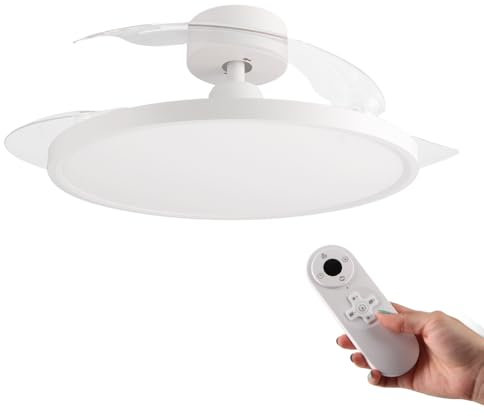 M mimotec – Ventilador de Techo con luz Paack 58W, mando a distancia, motor DC 22W+Luz Led 36W, 6 velocidades, Silencioso, 3 Aspas, 107cm, función verano-invierno, temporizador