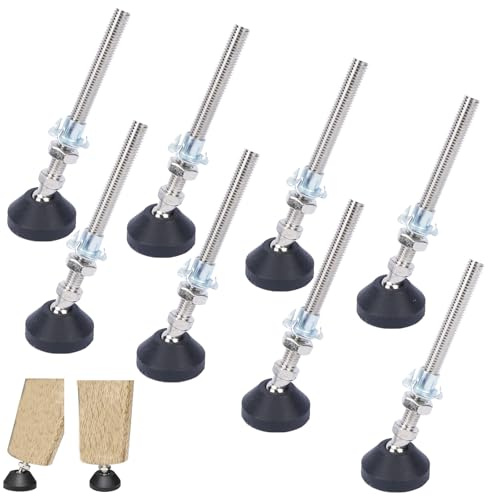 Minnhua Lot de 8 pieds de nivellement réglables pour meubles M10 x 100 mm avec écrous en T et base antidérapante