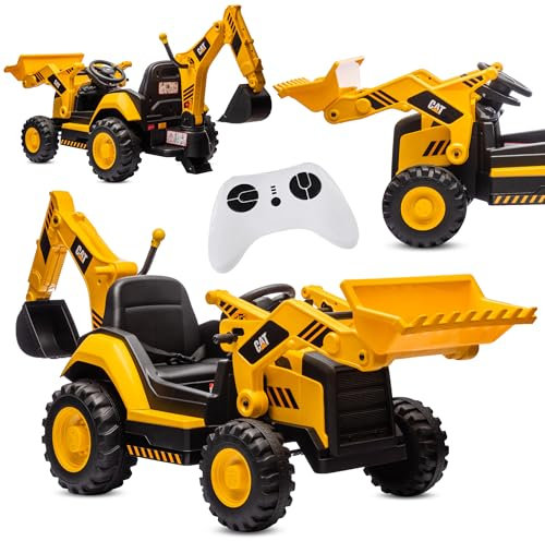 sun baby Sitzbagger und Baulader für Kinder von 3 Jahren, Kinderbagger mit mp3 Player, Motorgeräusch, Fernbedienung, 3-5 km/h