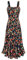 GRACE KARIN Robe longue d'été à bretelles florales pour femme, col carré, ourlet double couche, smocké, Noir avec rose rouge, S