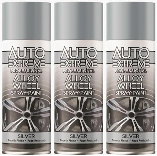 MIXEL Silver Alloy Wheel Spray Paint, Quick-Drying Formula, Long-Lasting Protection, DIY Enthusiasts, Easy-To-Apply, Ideal For Restoring Or Refinishing Alloy Wheels, 400ml, (3 Pcs)
