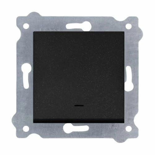 EXEN - Treppenschalter Unterputz 1-fach mit LED Kontrollleuchte - Passiver Wechselschalter Schwarz Metallic - All-in-One Kompatibel mit Serien KARELL/ODAK/COMFORT von Marke EXEN - 210/14E