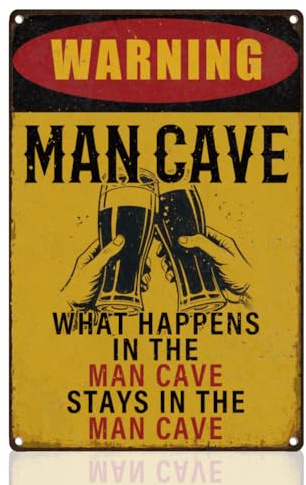 DOODLREAM Lustiges Metallblechschild Mit Der Aufschrift „Warning Man Cave“ Retro Wanddekoration Vintage Wandkunst Poster Männerhöhle Zuhause Kaffee Cafés Zimmer Badezimmer Bar Dekoration