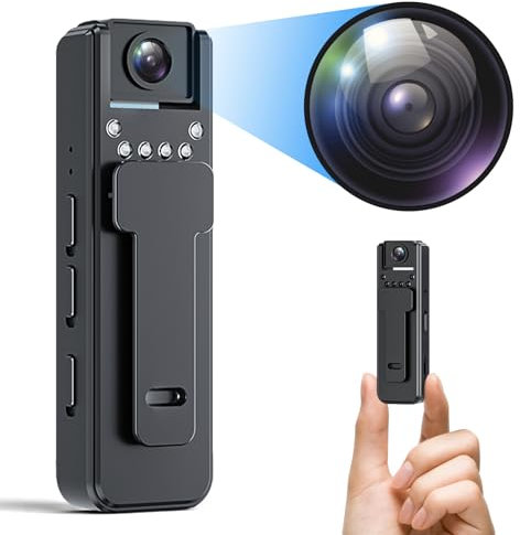Caméra corporelle 1080p Full HD - Caméra corporelle portable avec vision nocturne, enregistrement en boucle, clip arrière pour voyage, livreur, enregistrement de conférences, travaux de service