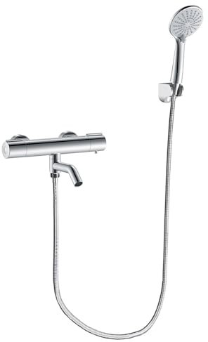 thermostatisches duschmischerventil, wandmontiertes Bad-duschmischerventil mit temperaturregelung, moderner duschstangenmischer aus Chrom mit Boden g 1/2, verbrühungsschutz