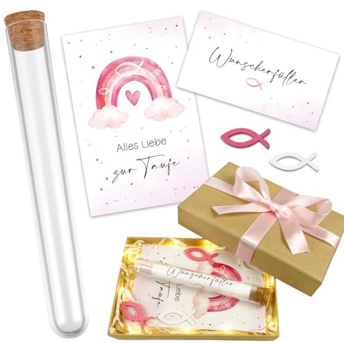 Taufgeschenke für Mädchen, Geldgeschenk Taufe mit Taufkarte Mädchen LED Lichterketten Karte Taufe, Geldgeschenke Verpackung TaufeStreudeko Sinnvolle Taufgeschenk