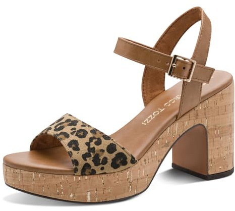 Marco Tozzi Damen Sandale weiches Feel Me Fußbett Vegan Vegan, braun (LEO COGNAC COM), 39 EU