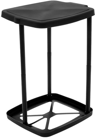 Foppla Trash Bag Holder,rubbish bin with black lid,height-adjustable Garbage Bag Stand Holder(black)