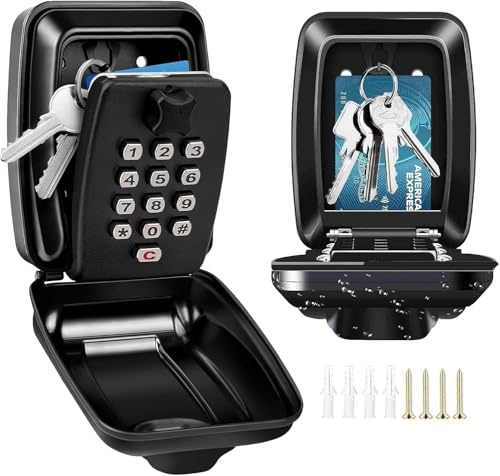 Hausamara Key Safe Cabinet Outdoor Wall Mounted Key Lock Box, Waterproof 12-Digit Combination Lock Security Key Storage Box Police Approved Extra Large Weatherproof for Home Garage Office