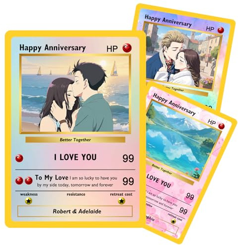 Personalised Poke Card with Photo Individual Trainer or Character Cards Adjustable Poke Portrait Card with Name, Statistics and Text for Birthday or Anniversary