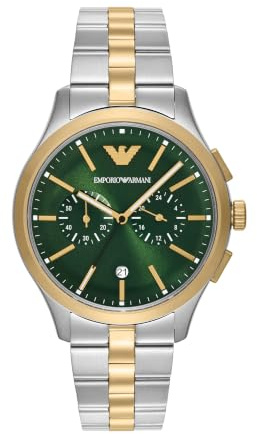 Emporio Armani Watch for Men, Quartz Chronograph Movement and 42mm Case Size with Stainless Steel or Leather Strap