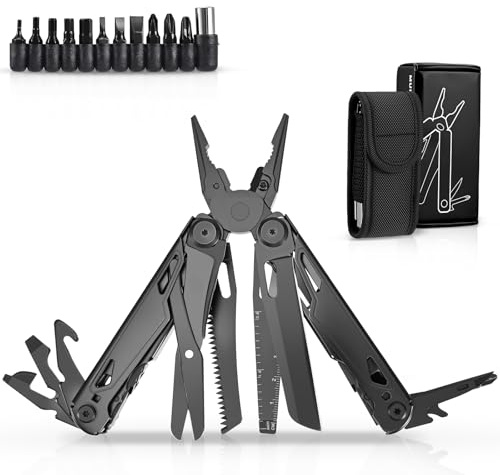 28 in 1 Edelstahl Multitool, Mini Multitool Zange, EDC Tool mit Taschenclip, Multifunktionswerkzeug für Outdoor-Survival, DIY, Fahrrad Reparaturen, Geschenke für Männer und Frauen