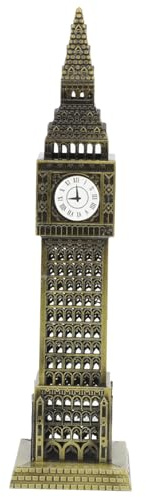Toyvian Große Uhr Modell Metallbau Ornament Vintage Bronze Farbe Filigranes Englisches Architekturmodell Dekoratives Gebäude Statue für Wohn Bürodekoration