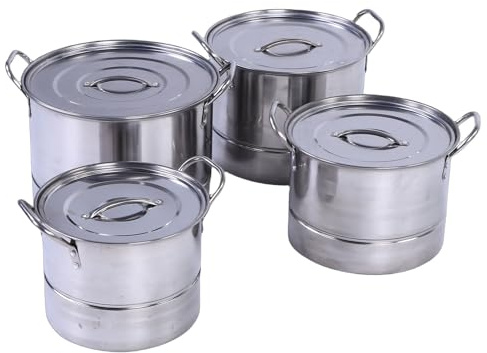 Luocute Set di Pentole, Pentole a Induzione in Acciaio Inossidabile da 4 Pezzi con Griglie per Vapore e Coperchi, Pentola a Induzione Antiaderente per Cucinare Zuppe Pasta Inscatolare