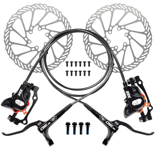 CNCLOL Hydraulische Fahrradbremse Set, Hydraulik Scheibenbremse Vorne Rechts 800mm-Hinten Links 1450mm, Hydraulische Scheibenbremsen für MTB/BMX/Rennrad/Mountainbike