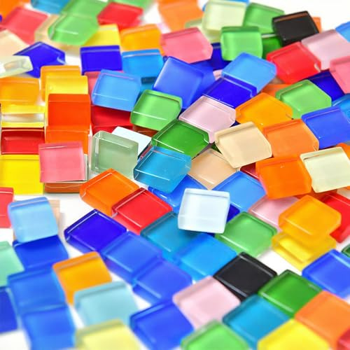 1200 Pieces DIY Mosaic Tiles, 1100g Mixed Color Crystal Stained Glass Mosaic Tiles Kit for Adults Handmade Arts and Crafts Home Decoration