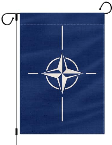 PTEROSAUR Nordatlantik-Gartenflagge, 30,5 x 45,7 cm, doppelseitig, Leinen, NATO-Flagge für Hof, Veranda, Gartendekoration