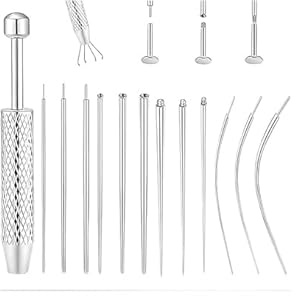 Piercing Werkzeugsatz, outils pour bijoux corporels en acier inoxydable, assistant pour 14G 16G 18G 20G aiguilles d'insertion coniques, supports à filetage interne et externe pour oreille, nez,