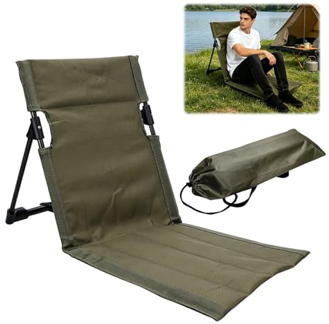 Strandkorb mit Rückenlehne,Bodenstuhl Gefaltetes Sitzkissen,Sitzunterlage Outdoor,Stadion Sitzkissen,Tragbar Meditationsstuhl Strand Klappkissen Sitz,Tragbare Strandliege für Picknick Garten (Grün)