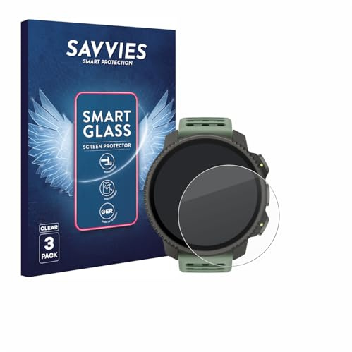 Savvies Schutzglas für Suunto Vertical 2 | 3 Stück Transparenter Displayschutz Made in Germany Panzer Schutz Glas 9H Schutzfolie HD Klar Blasenfrei Einfache Montage