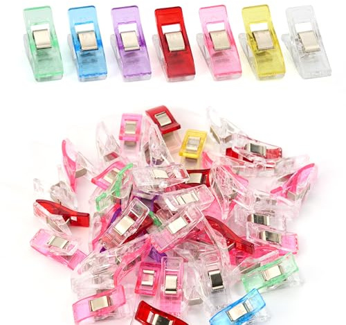 50 Pezzi Mollette per Cucito, Clip Multiuso in Plastica con Molla in Acciaio Inossidabile, Clip per Quilting Multiuso