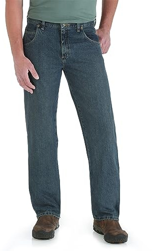 Wrangler Men's Rugged Wear Relaxed Straight Fit, Blue, 38x30