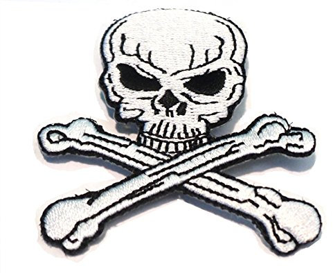 Sew-on Iron-on Embroidered Patch Skull & Crossbones (Cross Bones) Badge