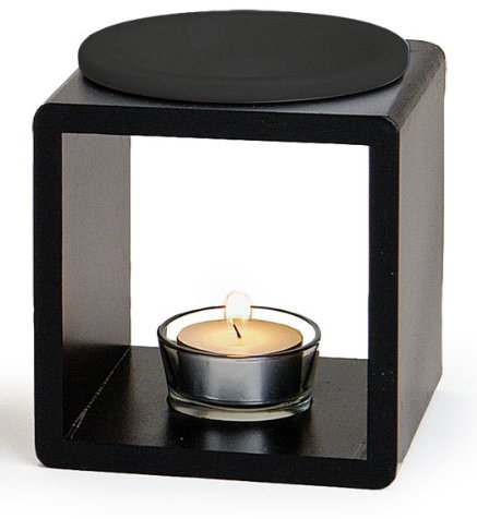 levandeo Duftlampe Farbe: Schwarz - Holz + Keramik - Aromalampe Aromaspender für Duftöl/Duftwachs
