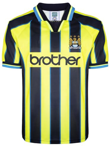 Score Draw Manchester City 1999 Wembley Retro Shirt Navy/Yellow Large Polyester