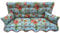 Adlatus-Kühnemuth Polsterauflage Hollywoodschaukel 180x50 Modell 840 - eine Seite wunderschöne Rose, die andere Seite mit Streiefn auf hellblauem Hintergrund-